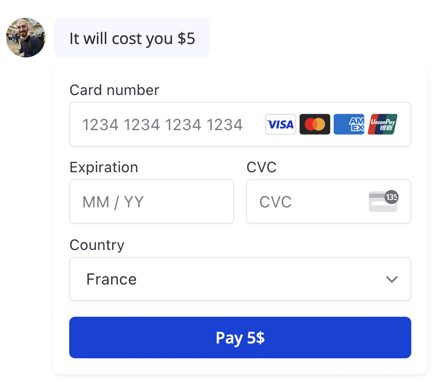 Payment input in bot
