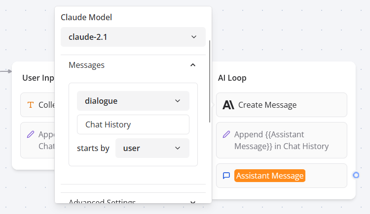 Claude AI messages sequence