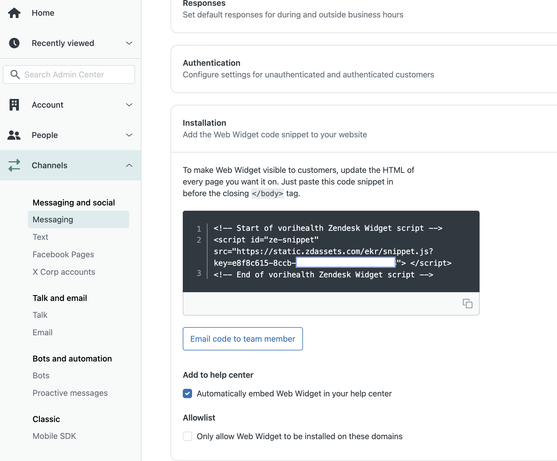Web Widget Key